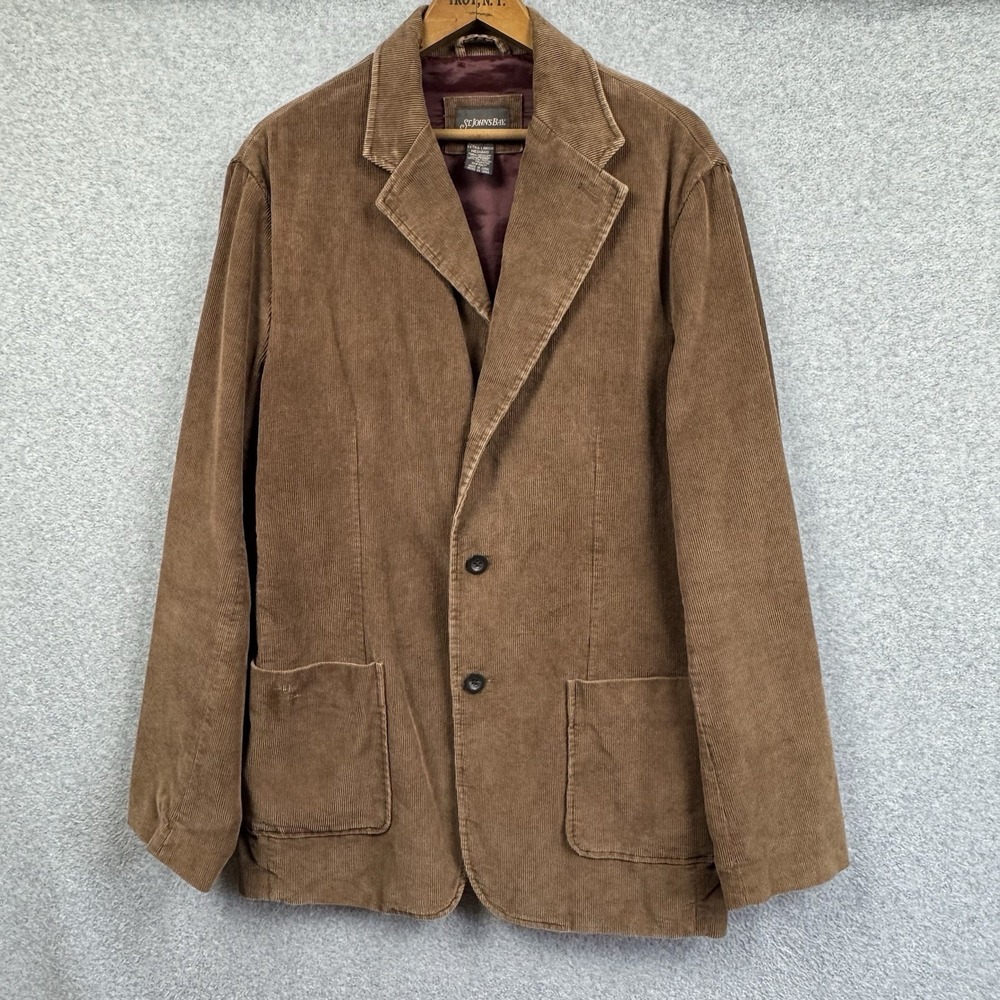 St John's Bay Corduroy Blazer Jacket Coat Mens Medium Tall MT 3 Button Brown